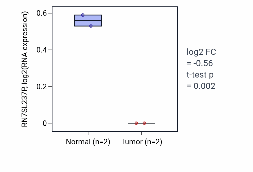 Tumor-vs-normal expression box plot for RN7SL237P in UCEC.
