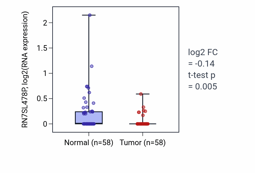 Tumor-vs-normal expression box plot for RN7SL478P in THCA.