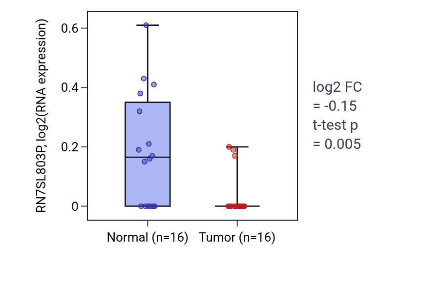 Tumor-vs-normal expression box plot for RN7SL803P in KIRP.
