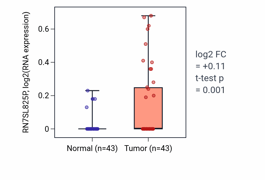 Tumor-vs-normal expression box plot for RN7SL825P RNA in HNSC.
