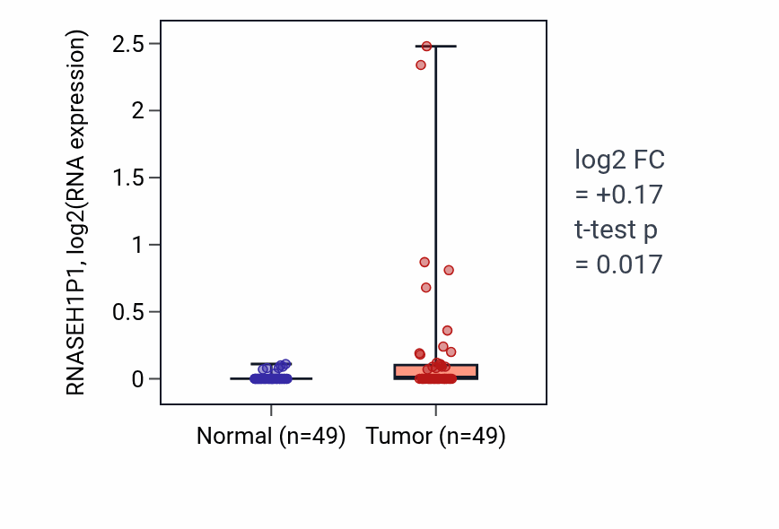 Tumor-vs-normal expression box plot for RNASEH1P1 in LUSC.