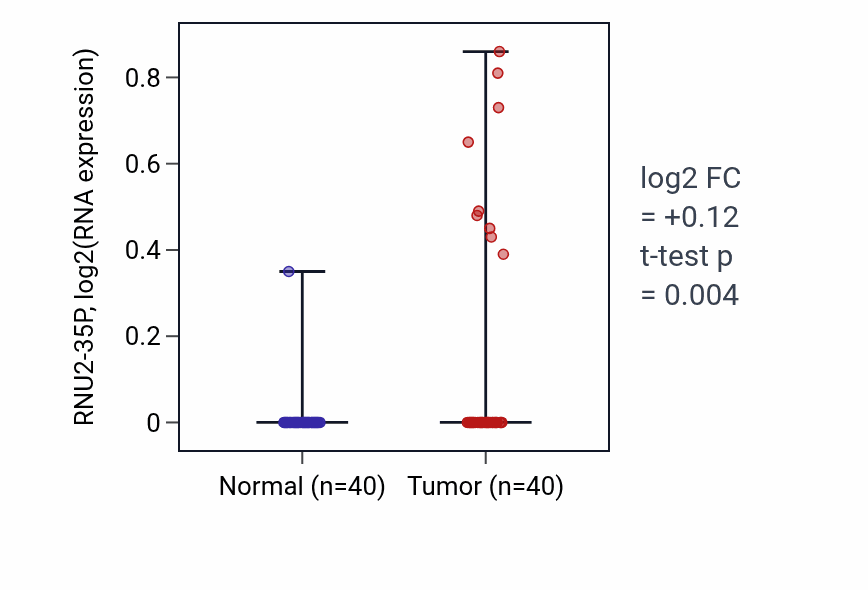 Tumor-vs-normal expression box plot for RNU2-35P in HNSC.