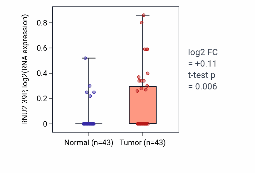 Tumor-vs-normal expression box plot for RNU2-39P in HNSC.
