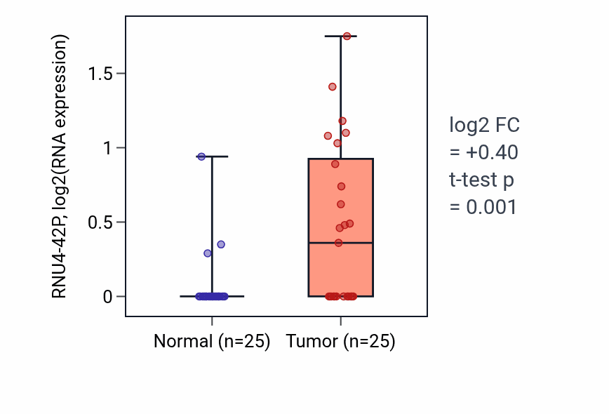 Tumor-vs-normal expression box plot for RNU4-42P in HNSC.