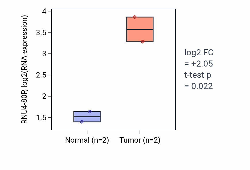 Tumor-vs-normal expression box plot for RNU4-80P in ESCA.