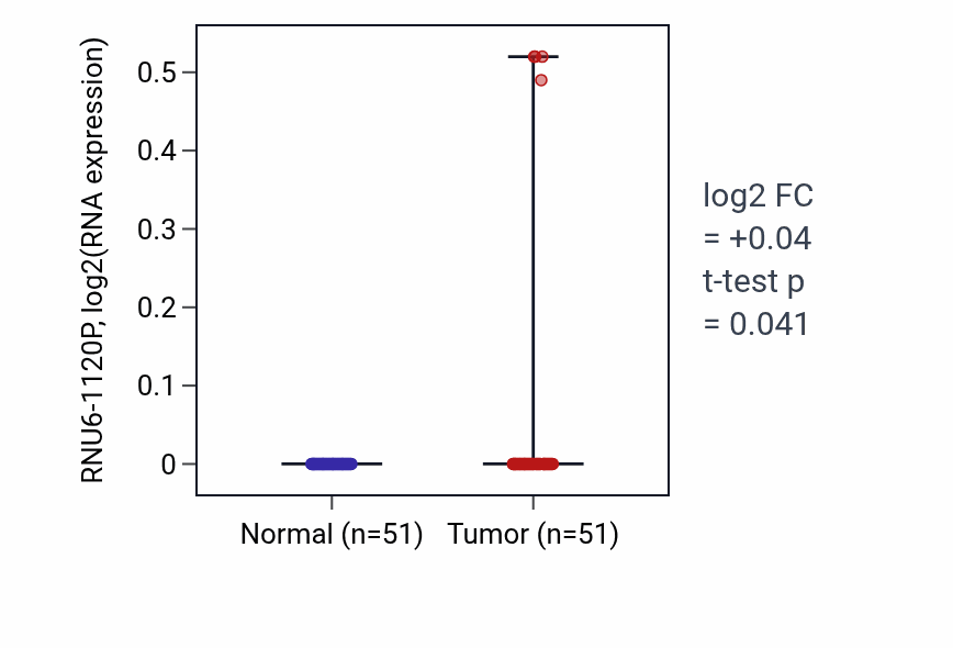 Tumor-vs-normal expression box plot for RNU6-1120P in KIRC.