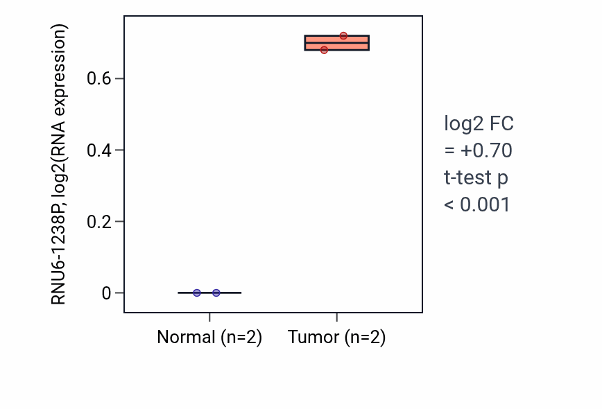 Tumor-vs-normal expression box plot for RNU6-1238P in STAD.