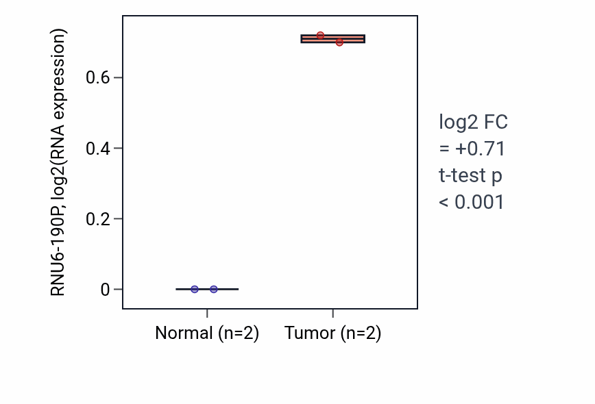Tumor-vs-normal expression box plot for RNU6-190P in READ.