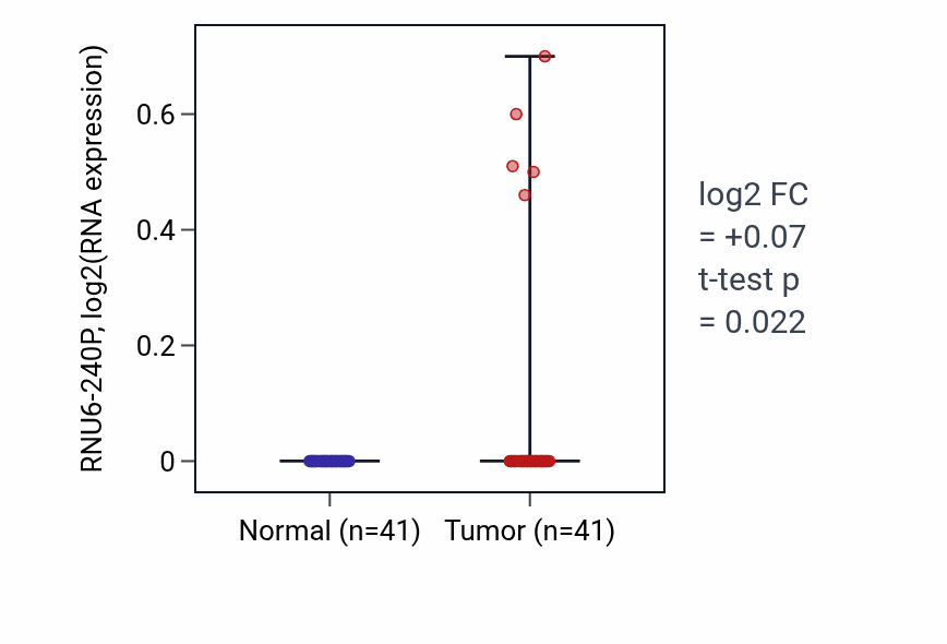 Tumor-vs-normal expression box plot for RNU6-240P in THCA.