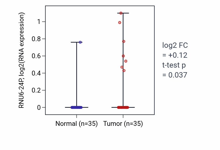 Tumor-vs-normal expression box plot for RNU6-24P in LUSC.