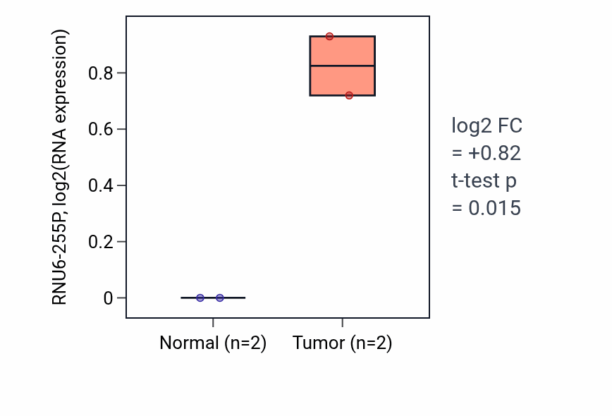 Tumor-vs-normal expression box plot for RNU6-255P in ESCA.