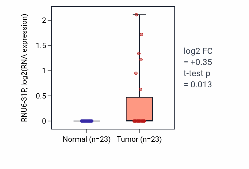 Tumor-vs-normal expression box plot for RNU6-31P in LUAD.