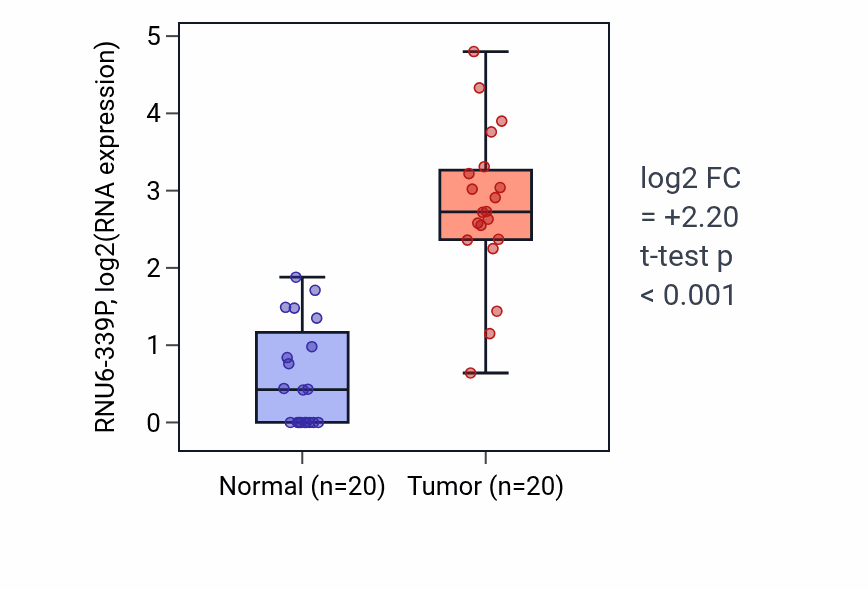 Tumor-vs-normal expression box plot for RNU6-339P in KIRC.