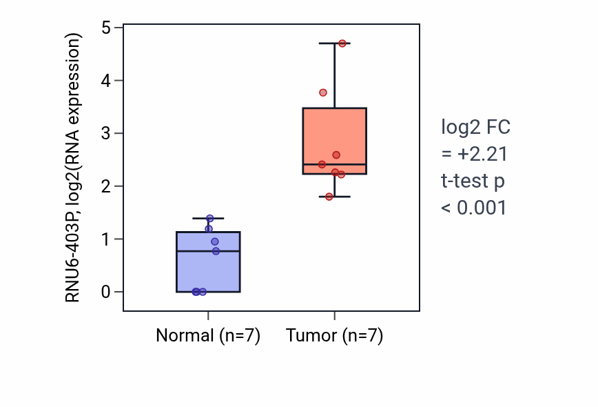 Tumor-vs-normal expression box plot for RNU6-403P in BLCA.