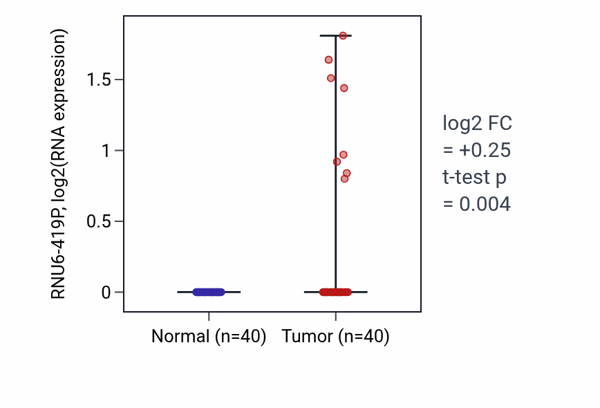 Tumor-vs-normal expression box plot for RNU6-419P in HNSC.
