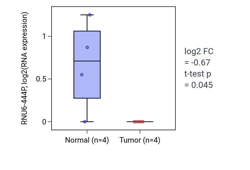 Tumor-vs-normal expression box plot for RNU6-444P in READ.