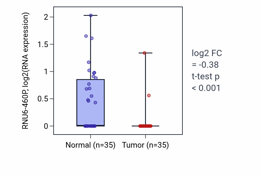 Tumor-vs-normal expression box plot for RNU6-460P in LUSC.