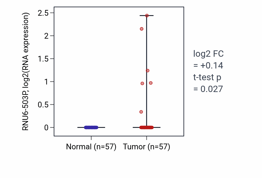 Tumor-vs-normal expression box plot for RNU6-503P in LUAD.