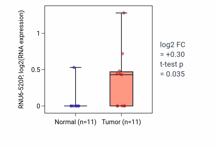 Tumor-vs-normal expression box plot for RNU6-520P in KICH.