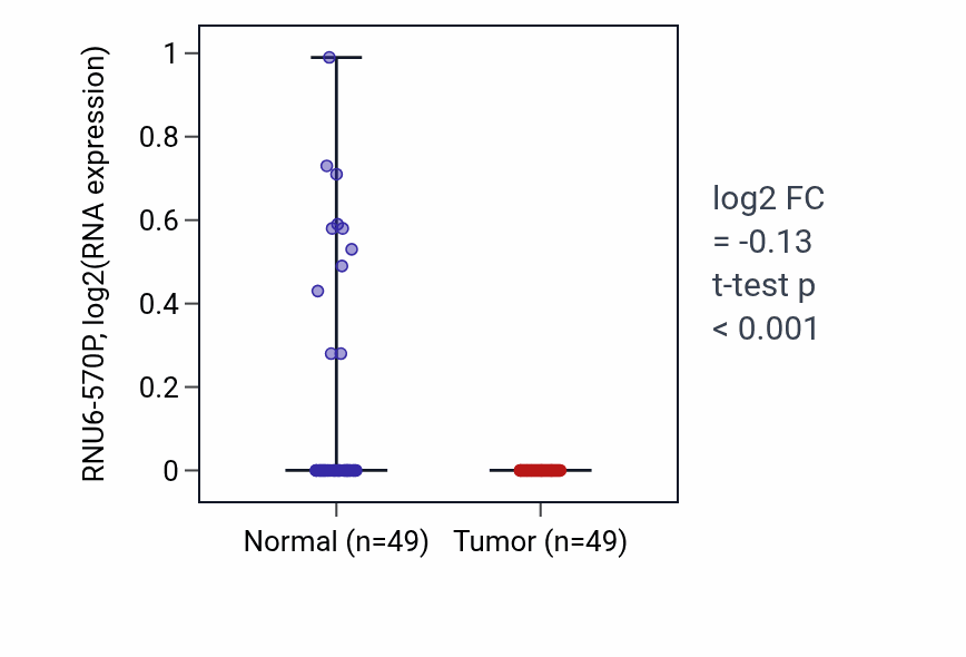 Tumor-vs-normal expression box plot for RNU6-570P in LUSC.