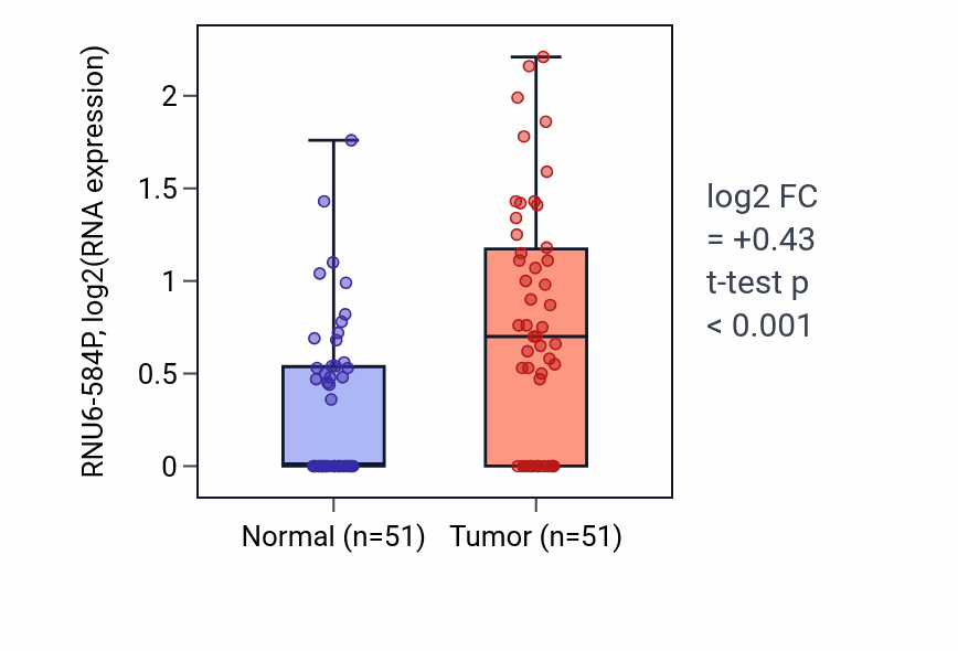 Tumor-vs-normal expression box plot for RNU6-584P in KIRC.