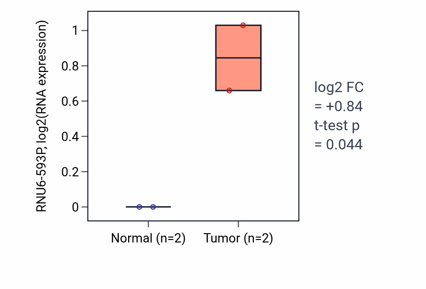 Tumor-vs-normal expression box plot for RNU6-593P in PAAD.