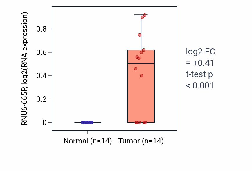 Tumor-vs-normal expression box plot for RNU6-665P in KIRC.