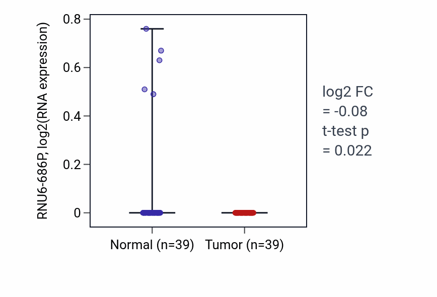 Tumor-vs-normal expression box plot for RNU6-686P in COAD.