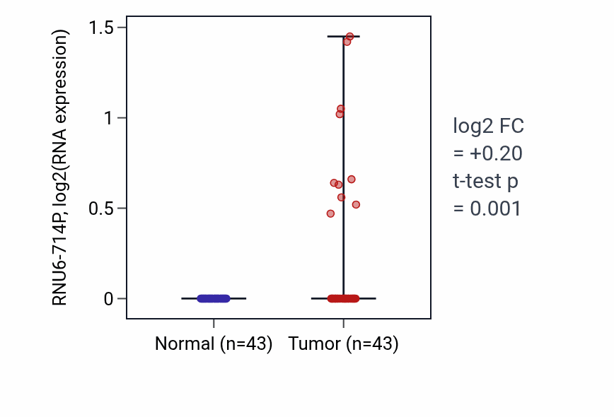 Tumor-vs-normal expression box plot for RNU6-714P in HNSC.