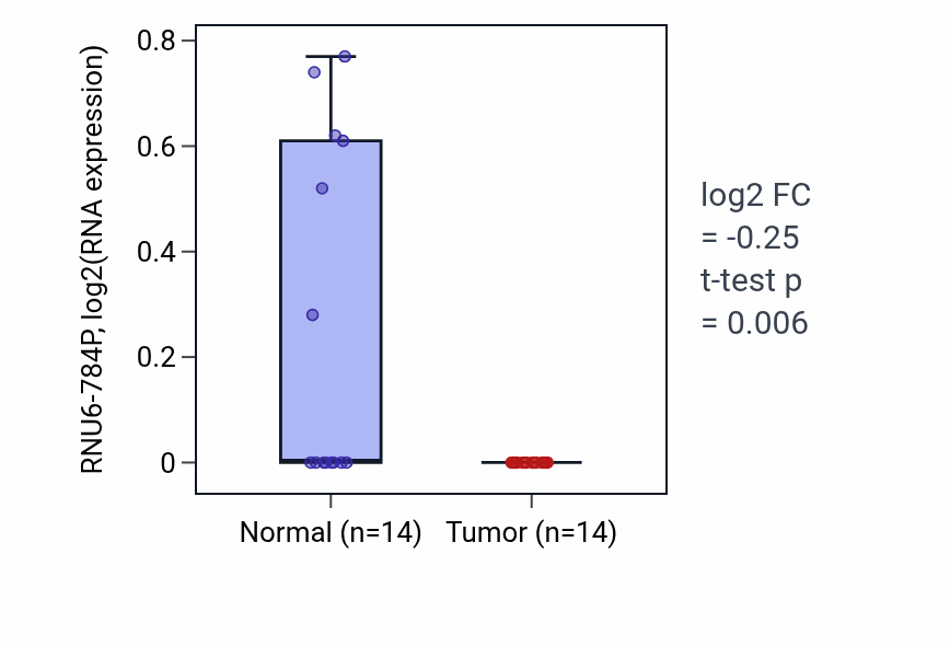 Tumor-vs-normal expression box plot for RNU6-784P in LUSC.