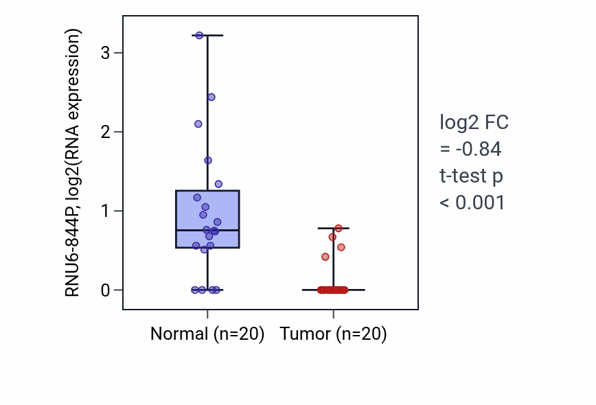 Tumor-vs-normal expression box plot for RNU6-844P in KIRC.