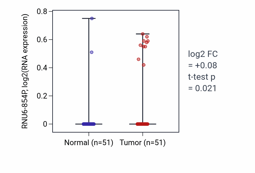 Tumor-vs-normal expression box plot for RNU6-854P in KIRC.