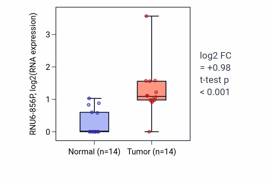 Tumor-vs-normal expression box plot for RNU6-856P in BLCA.
