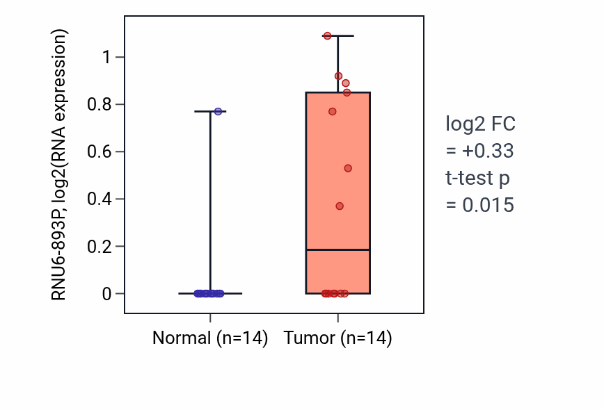 Tumor-vs-normal expression box plot for RNU6-893P in STAD.