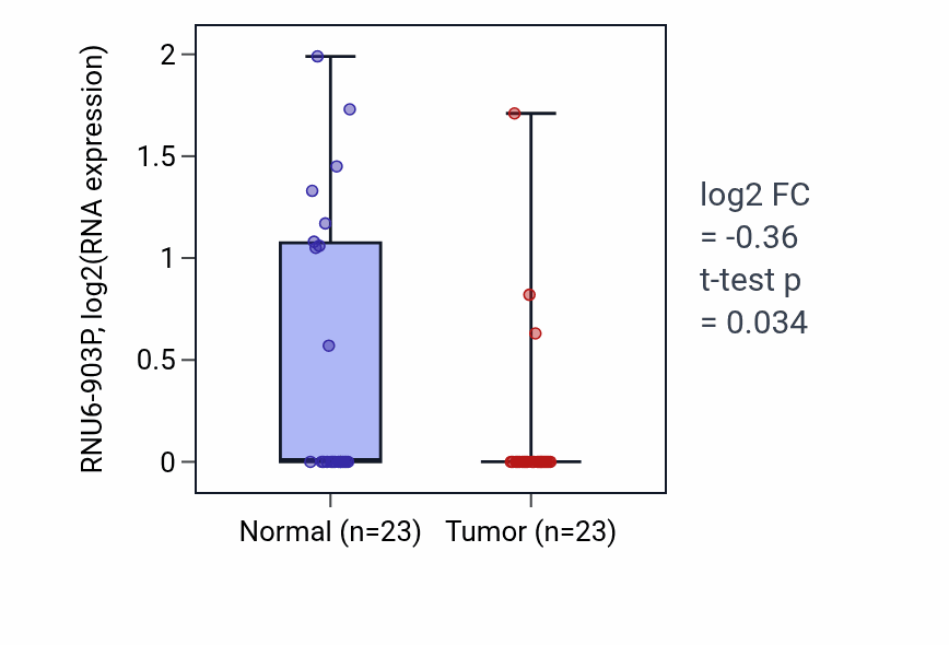 Tumor-vs-normal expression box plot for RNU6-903P in LUAD.