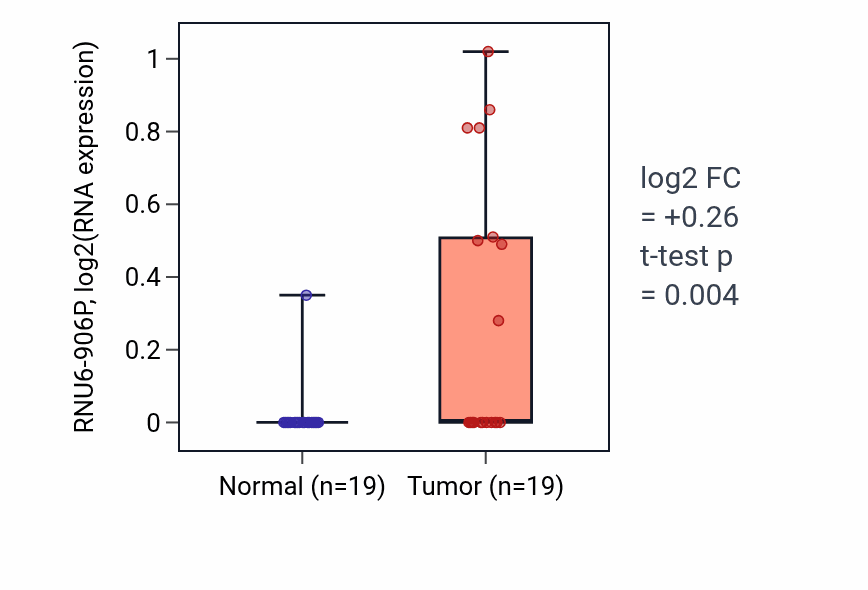 Tumor-vs-normal expression box plot for RNU6-906P in STAD.