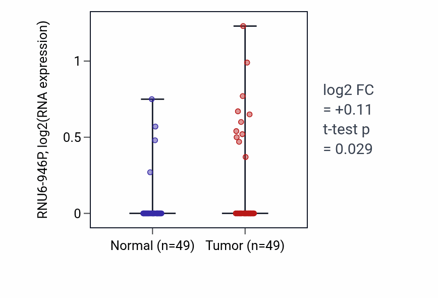 Tumor-vs-normal expression box plot for RNU6-946P in LUSC.
