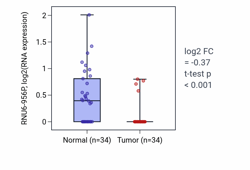 Tumor-vs-normal expression box plot for RNU6-956P in KIRC.