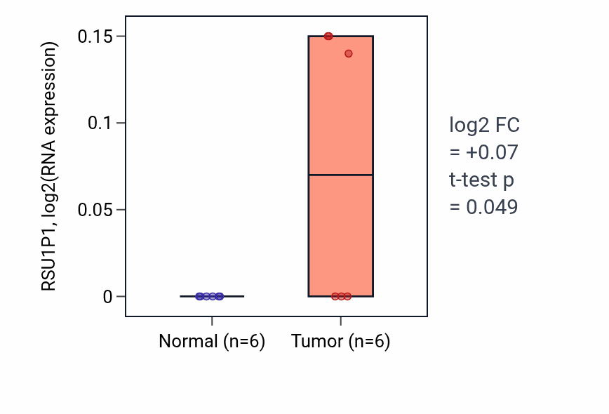 Tumor-vs-normal expression box plot for RSU1P1 in KIRC.