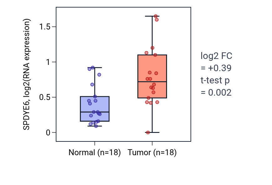 Tumor-vs-normal expression box plot for SPDYE6 in BLCA.