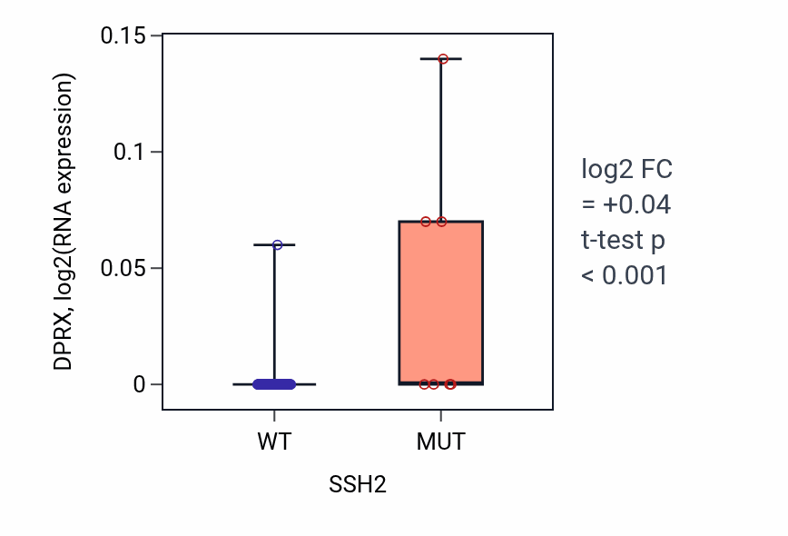 Box plot of DPRX in SSH2-low vs SSH2-high samples in CNS.