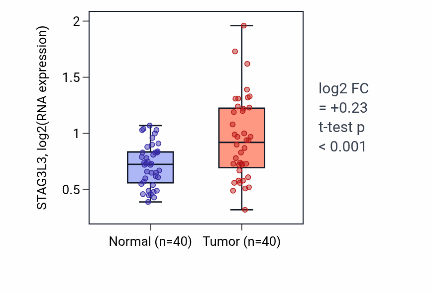 Tumor-vs-normal expression box plot for STAG3L3 in HNSC.