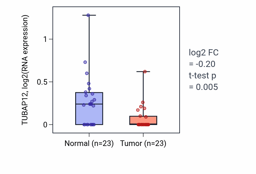 Tumor-vs-normal expression box plot for TUBAP12 RNA in UCEC.