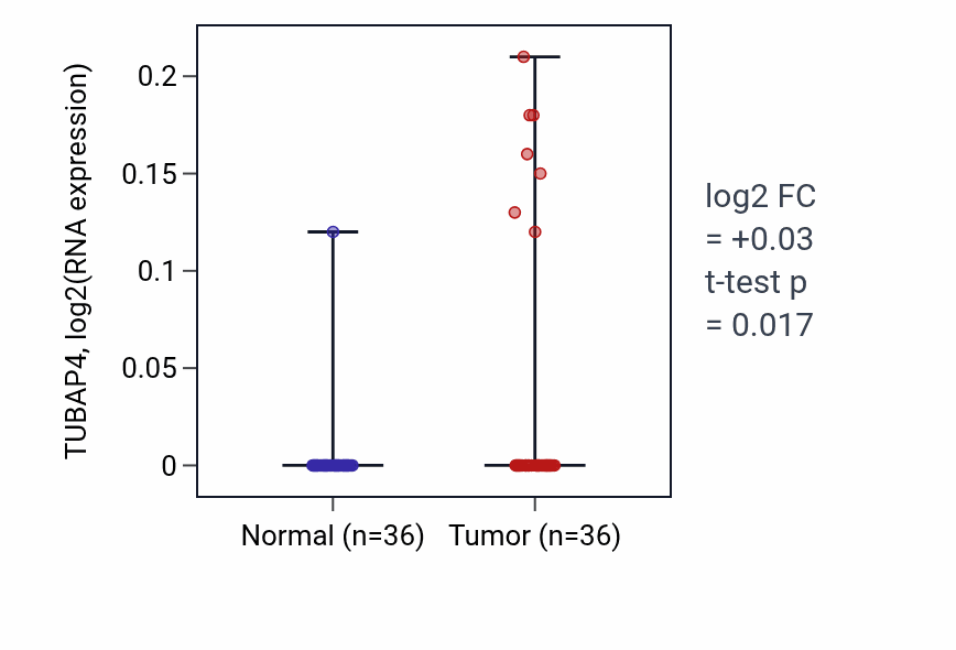 Tumor-vs-normal expression box plot for TUBAP4 in KIRC.