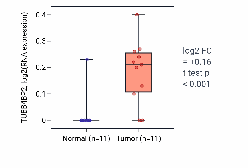 Tumor-vs-normal expression box plot for TUBB4BP2 in UCEC.