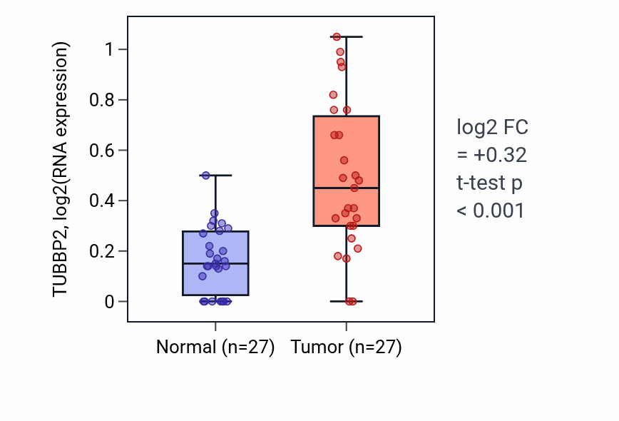 Tumor-vs-normal expression box plot for TUBBP2 in HNSC.