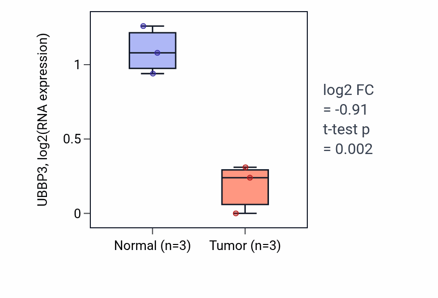 Tumor-vs-normal expression box plot for UBBP3 in BLCA.