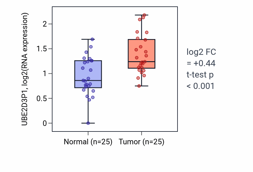 Tumor-vs-normal expression box plot for UBE2D3P1 in HNSC.