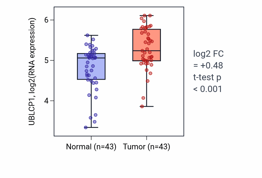 Tumor-vs-normal expression box plot for UBLCP1 RNA in HNSC.
