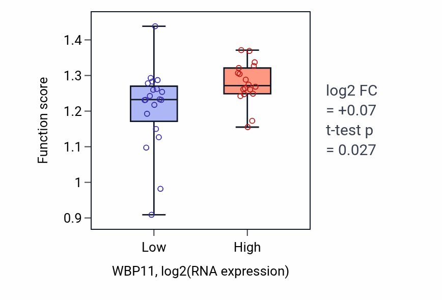 Box plot of Positive regulation of cytokinesis in WBP11-low vs WBP11-high samples in BONE.